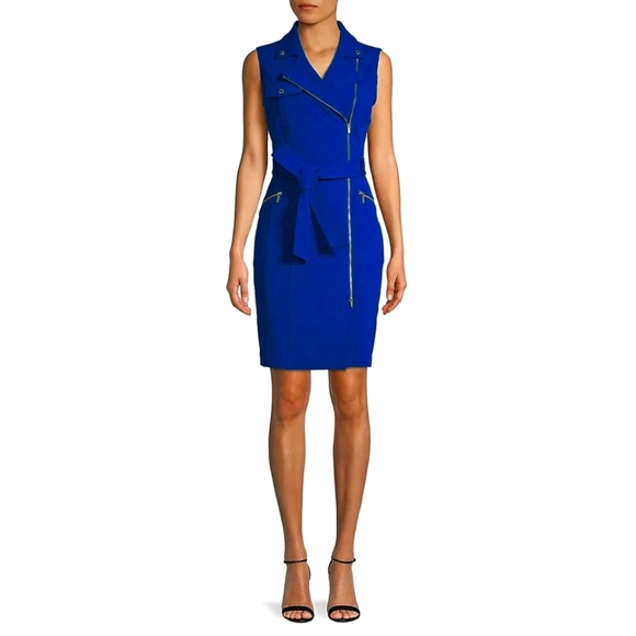 Calvin Klein Belted Tank Moto Dress - size 8 - Picture 1 of 6
